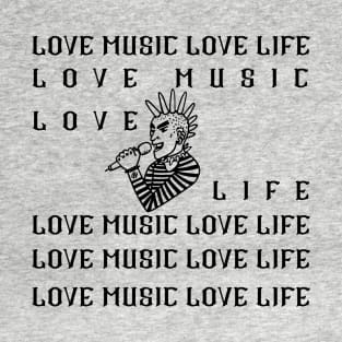 LOVE MUSIC LOVE LIFE - Black and white Punk T-Shirt